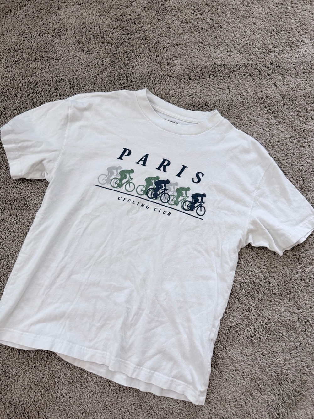 Abercrombie & Fitch White Paris Cycling Graphic Tee
